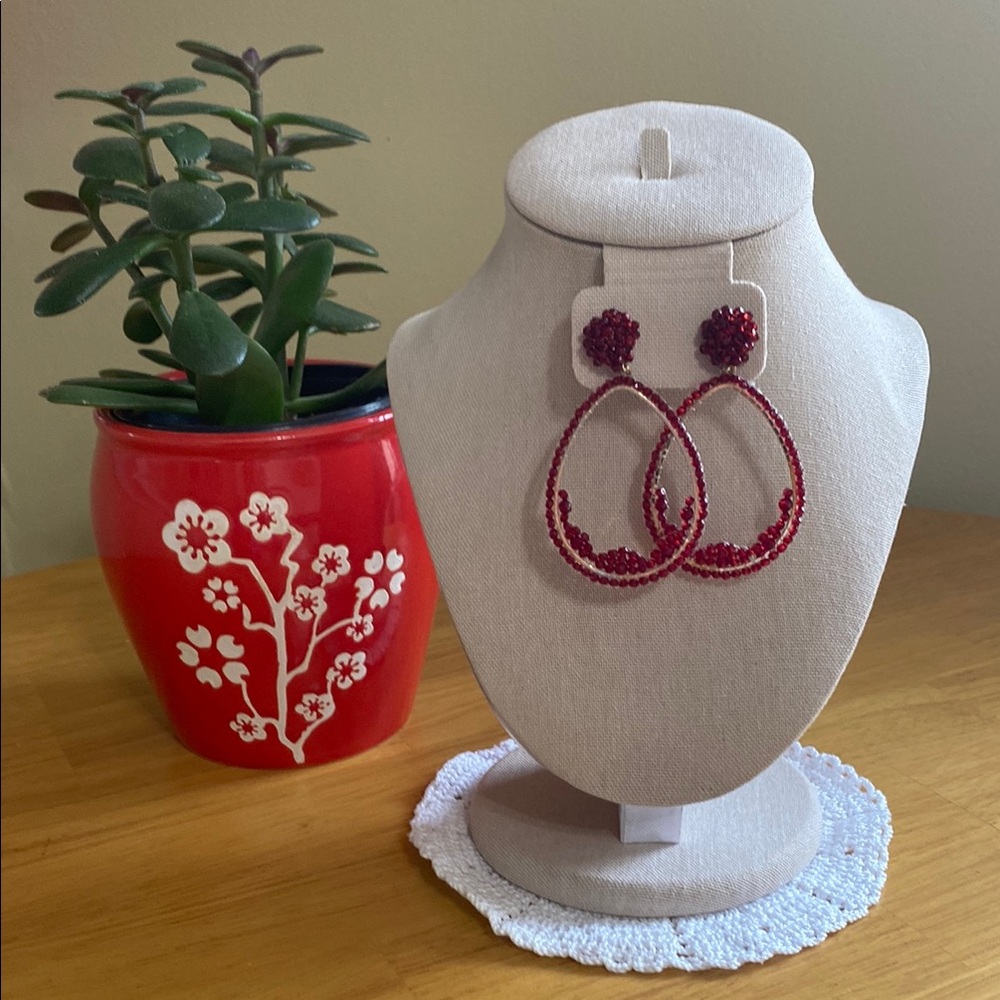 Red Minimalist Teardrop Earrings